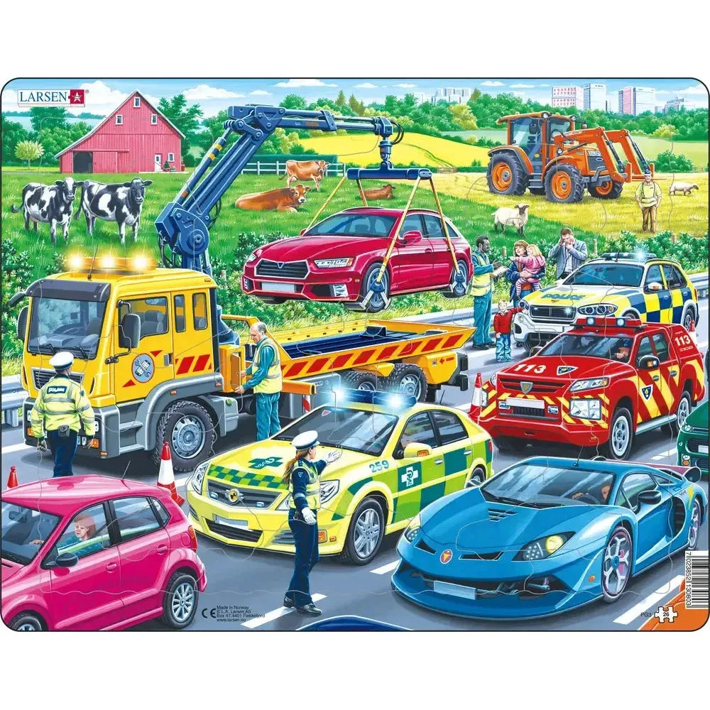 Rescue Vehicles 26 Piece Tray Jigsaw Puzzle Larsen (ONLINE ORDER ONLY)