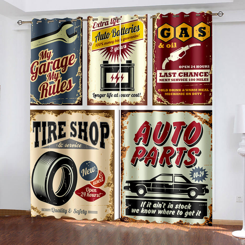 Retro iron Decorative Painting Curtains Blackout Window Treatments Drapes (Online Order Only)