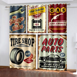 Retro iron Decorative Painting Curtains Blackout Window Treatments Drapes (Online Order Only)