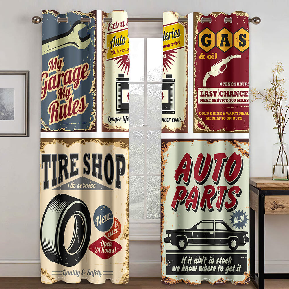 Retro iron Decorative Painting Curtains Blackout Window Treatments Drapes (Online Order Only)