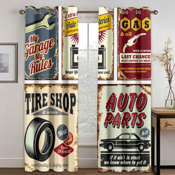 Retro iron Decorative Painting Curtains Blackout Window Treatments Drapes (Online Order Only)