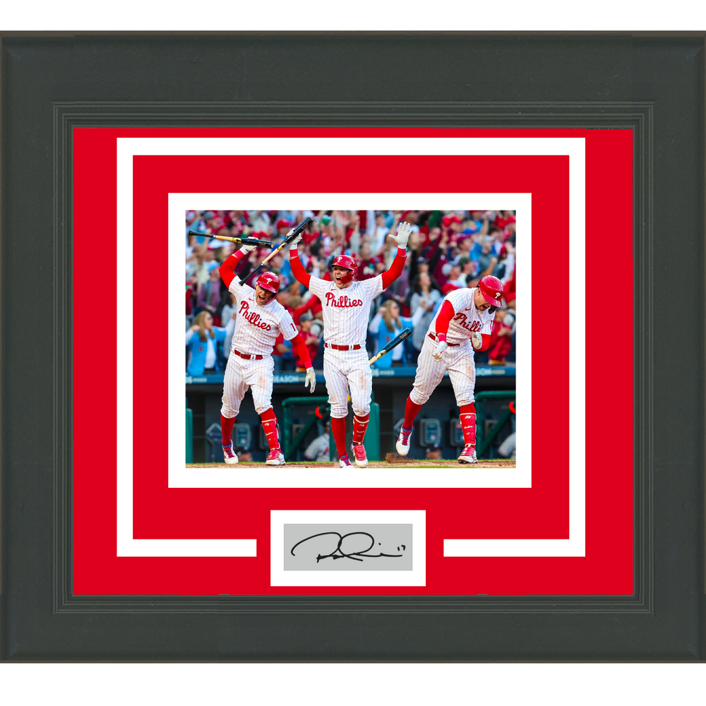Framed Rhys Hoskins The Bat Spike 2022 NLDS Facsimile Laser Engraved Signature Auto Philadelphia Phillies 11x14 Baseball Photo (ONLINE ORDER ONLY)