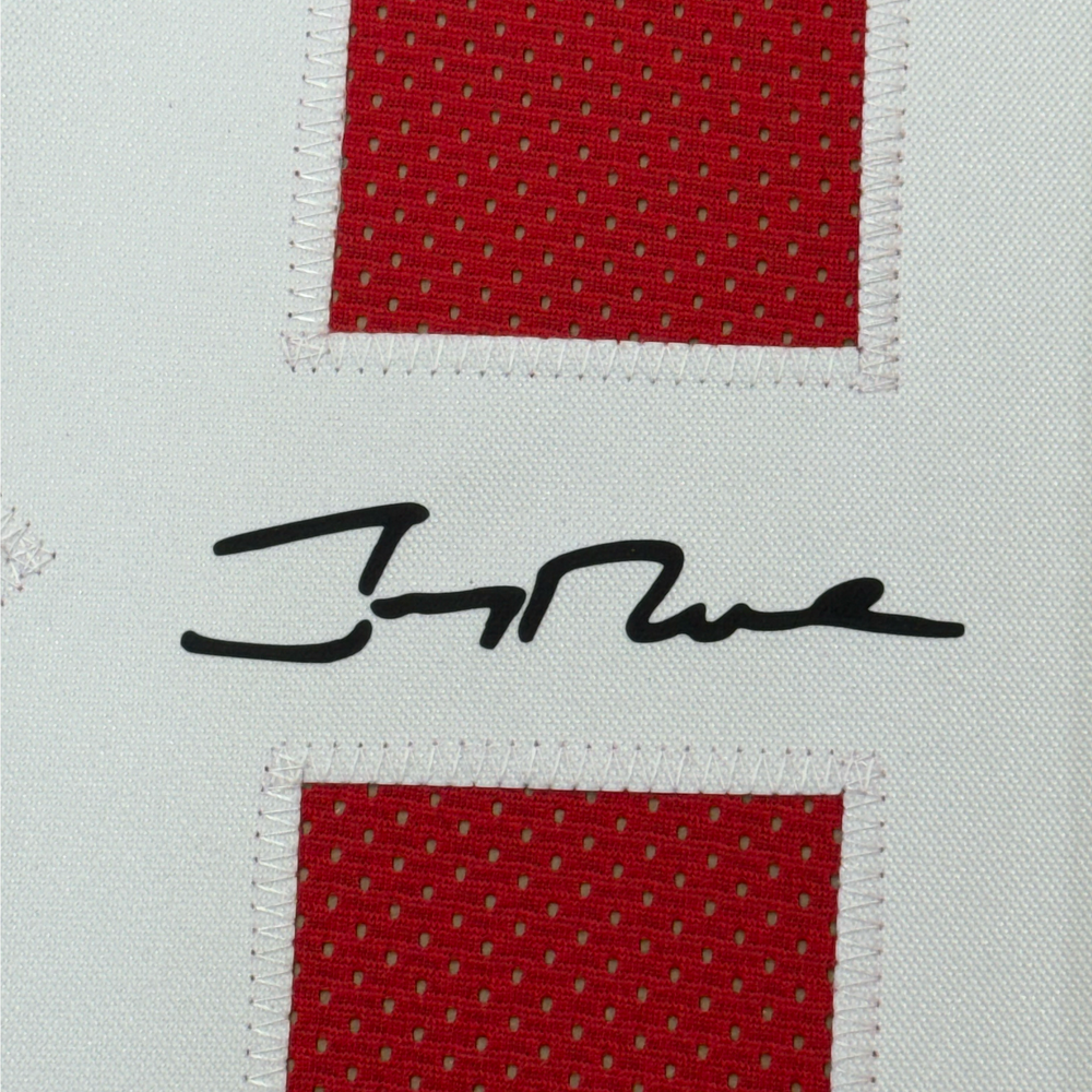 Framed Facsimile Autographed Jerry Rice 35x39 San Francisco Red Reprint Laser Auto Football Jersey (ONLINE ORDER ONLY)