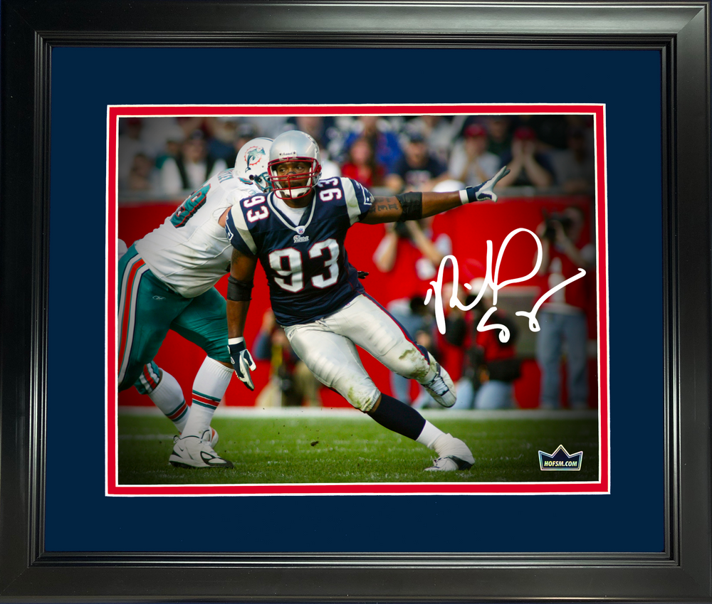 Framed Richard Seymour Facsimile Laser Engraved Signature Auto New England Patriots 11"x14"Football Photo HOFSM Holo (ONLINE ORDER ONLY)