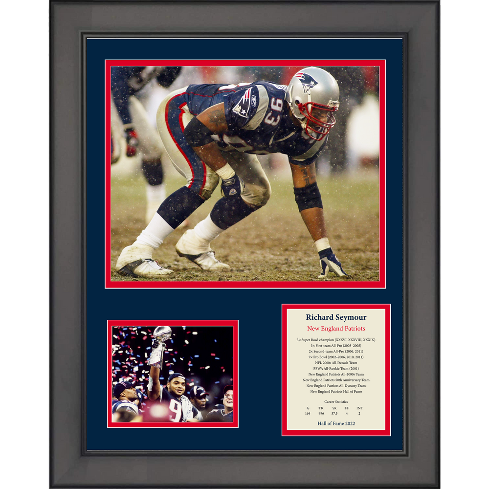 Framed Richard Seymour New England Patriots Football 11"x14"Three Photo Collage (ONLINE ORDER ONLY)