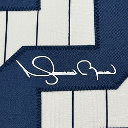 Framed Facsimile Autographed Mariano Rivera 35x39 New York Pinstripe Reprint Laser Auto Baseball Jersey (ONLINE ORDER ONLY)