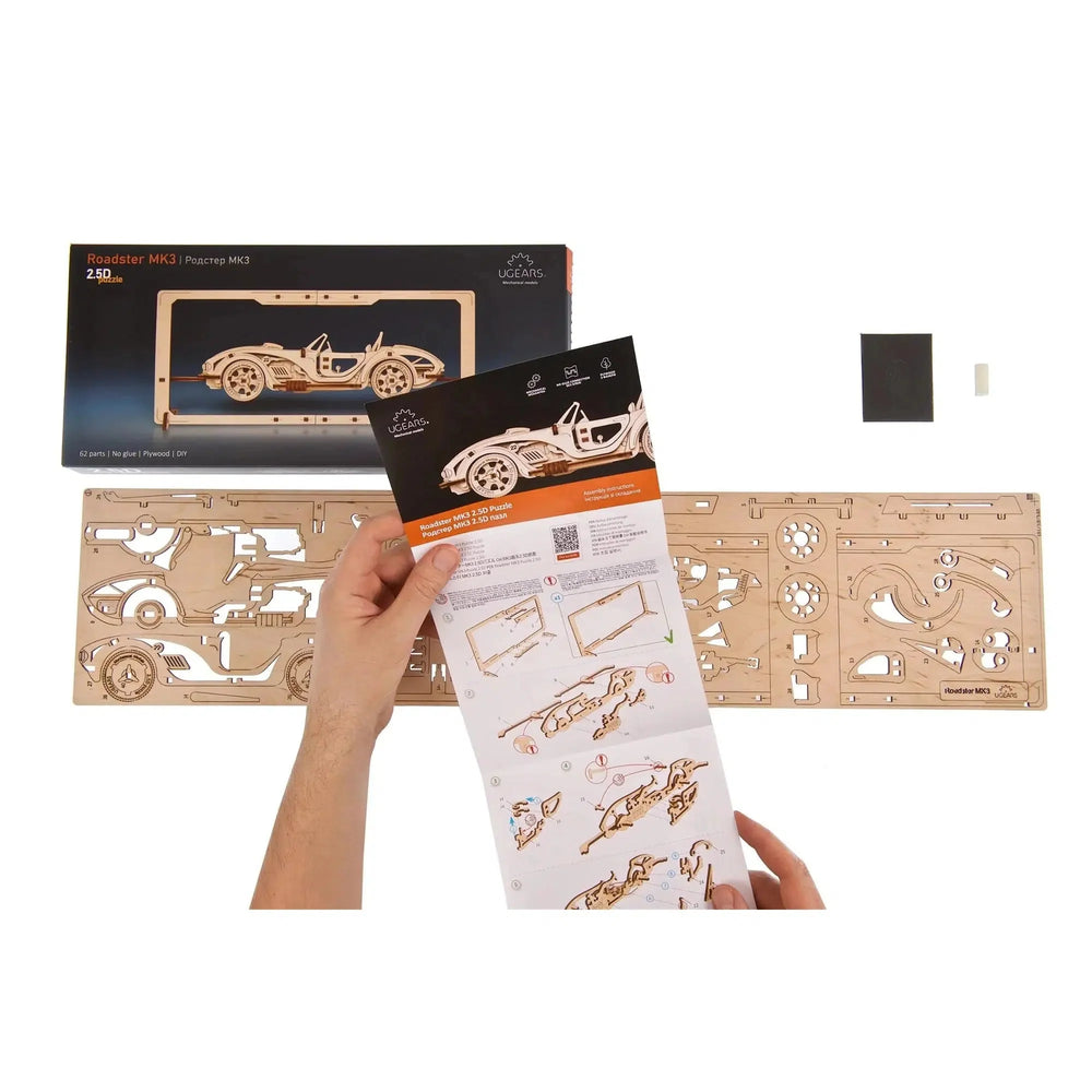 Roadster MK3 2.5D Wood Model Kit UGEARS (ONLINE ORDER ONLY)