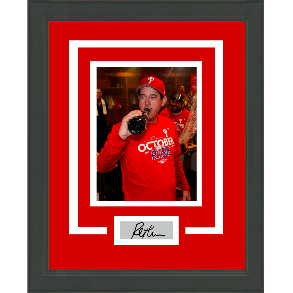 Framed Philly Rob Thomson 2022 NLCS Champions Facsimile Laser Engraved Signature Auto Philadelphia Phillies 11x14 Baseball Photo (ONLINE ORDER ONLY)