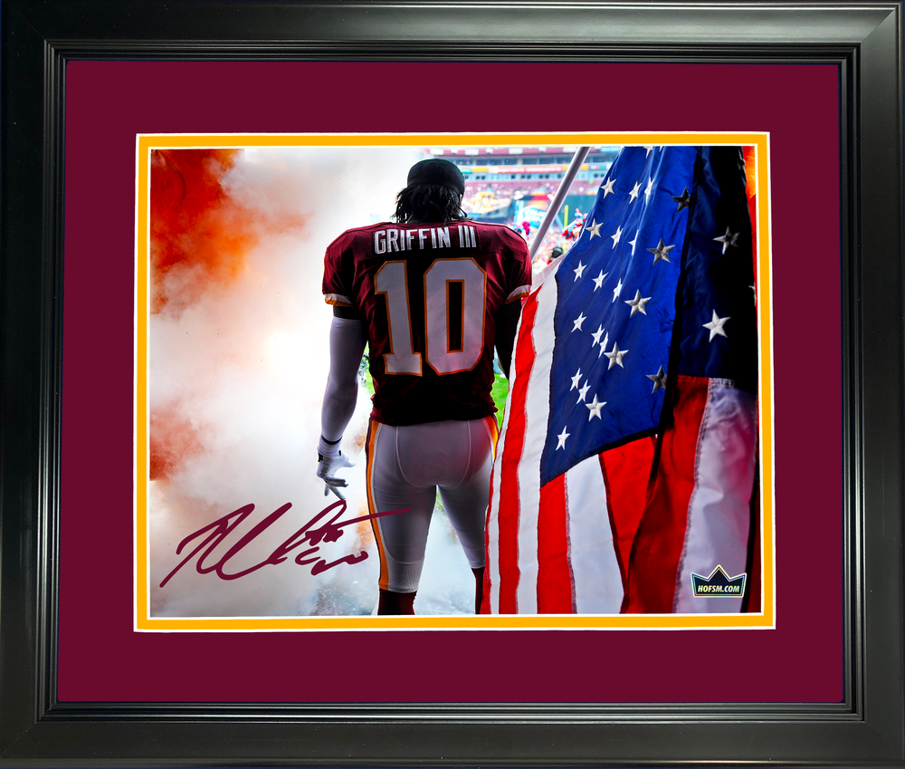 Framed Robert Griffin III Facsimile Laser Engraved Signature Auto Washington Commanders 11"x14"Football Photo HOFSM Holo (ONLINE ORDER ONLY)