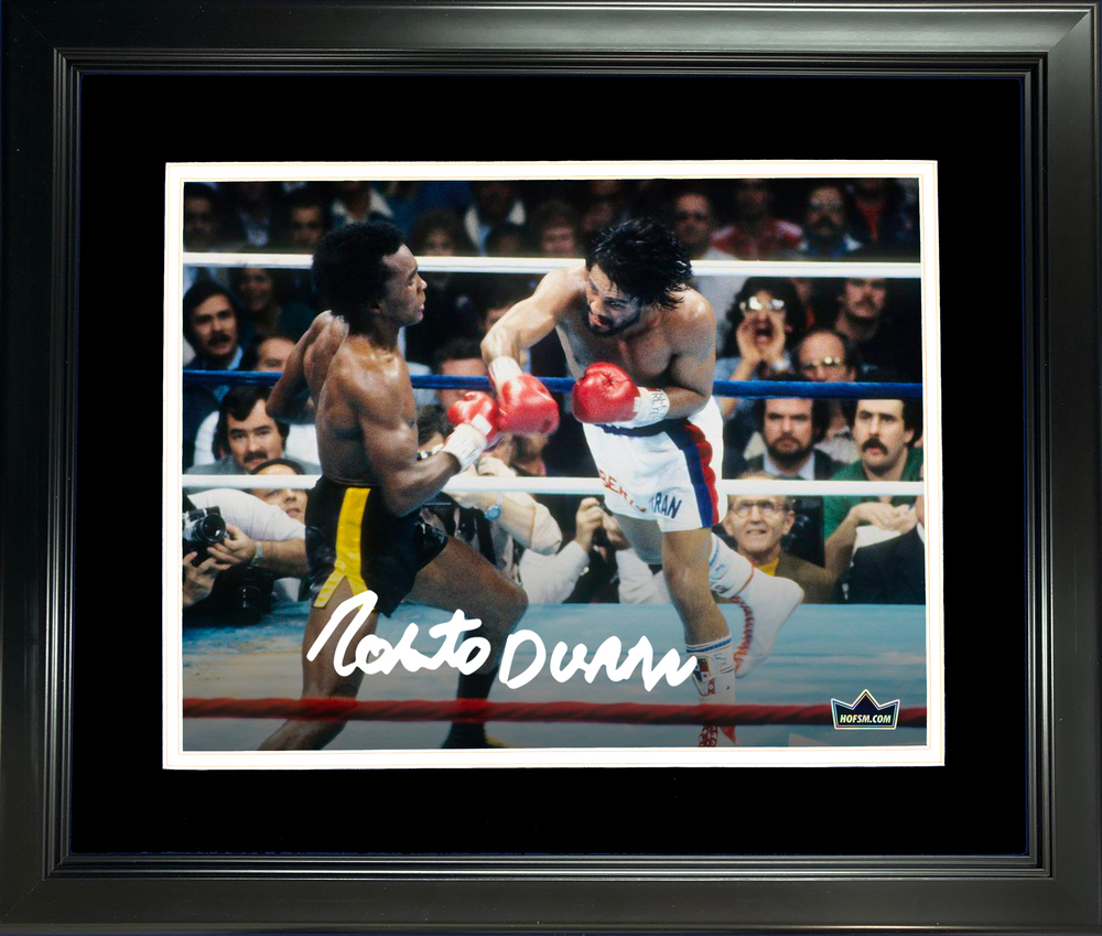 Framed Roberto Duran Facsimile Laser Engraved Signature Auto 11"x14"Boxing Photo HOFSM Holo (ONLINE ORDER ONLY)