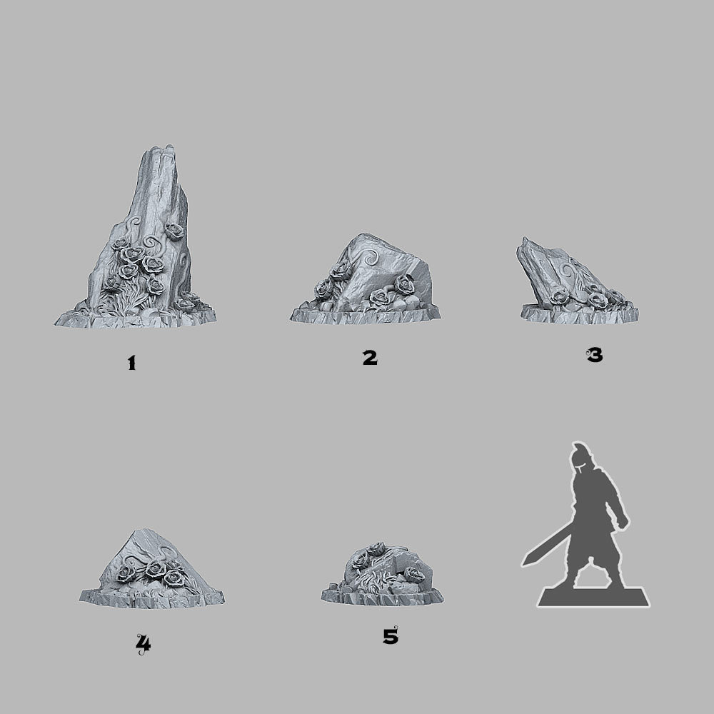 3D Printed Fantastic Plants and Rocks Rocks Of Roses 28mm - 32mm D&D Wargaming (Online Only)