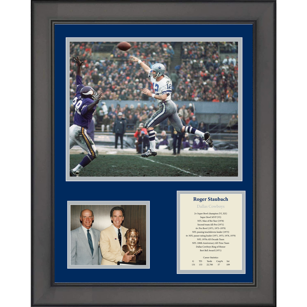 Framed Roger Staubach Hall of Fame Dallas Cowboys Football 11"x14"Three Photo Collage (ONLINE ORDER ONLY)