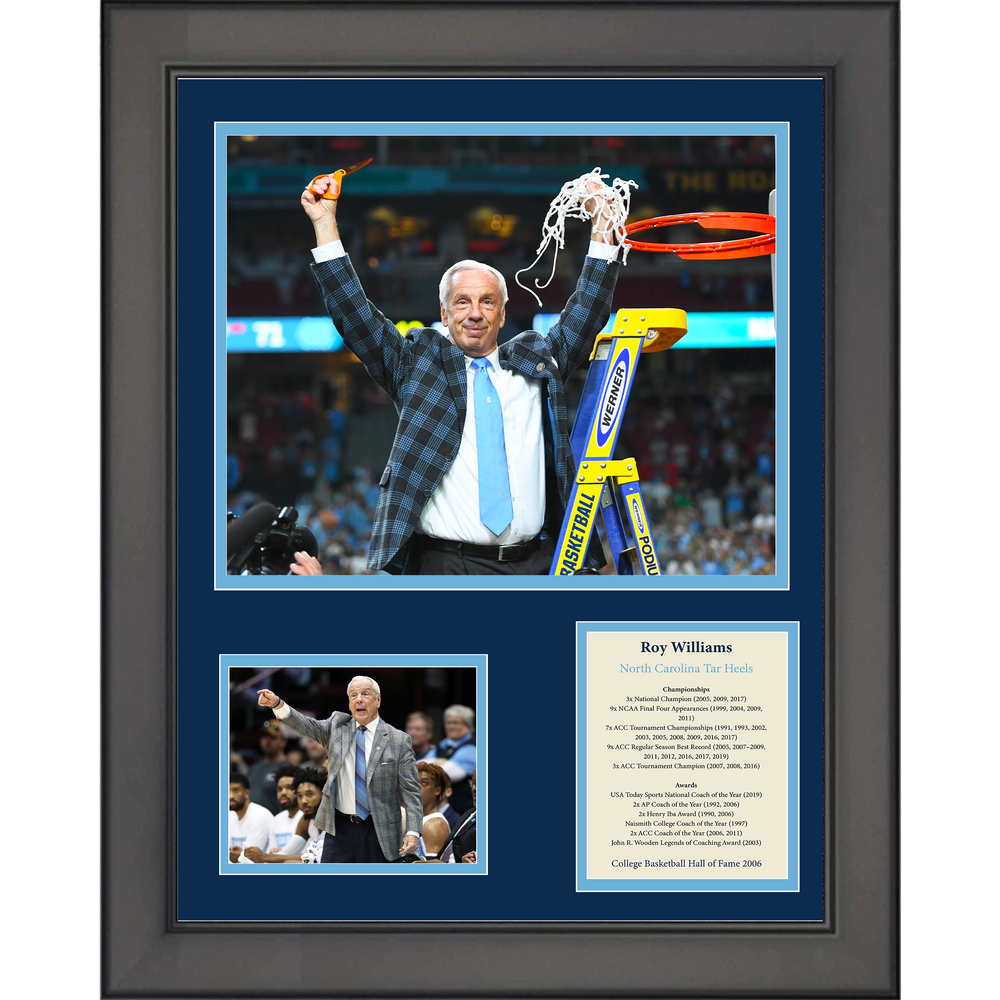 Framed Roy Williams Hall of Fame North Carolina Tar Heels NCAA Basketball 11"x14"Three Photo Collage (ONLINE ORDER ONLY)