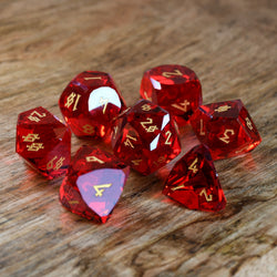 Pre-Order || Ruby Multifaceted Glass Dice Set