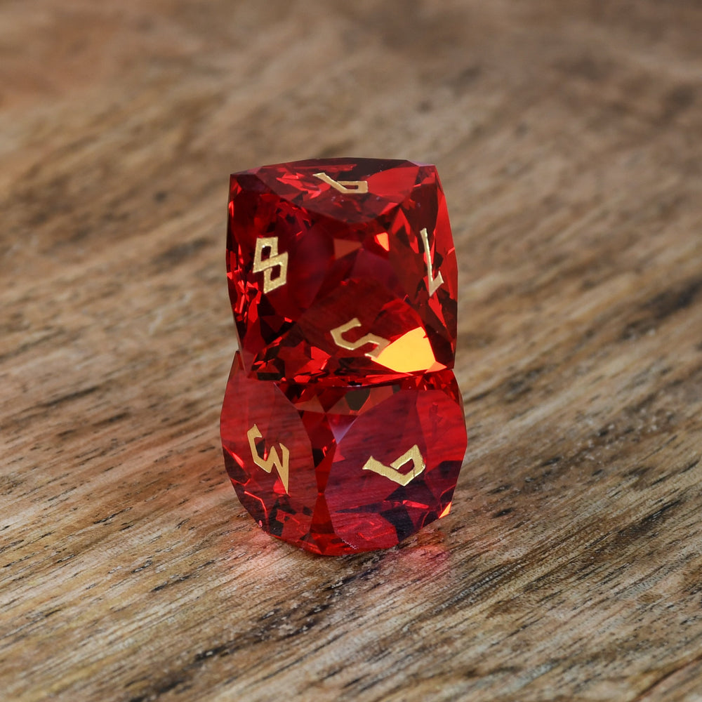 Pre-Order || Ruby Multifaceted Glass Dice Set