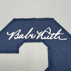 Framed Facsimile Autographed Babe Ruth 35x39 New York Grey Reprint Laser Auto Baseball Jersey Size Men's XL (ONLINE ORDER ONLY)