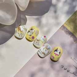 Cute Leopard Cat Ginger Cat Paw Bowknot Knitting Wool Ball Fish Self Adhesive Nail Art Stickers IllusionChic Manicure Decals (ONLINE ORDER ONLY)