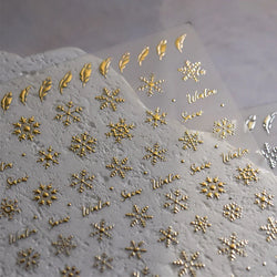 Hot Stamping Romantic White Gold Snowflakes Hexagon Winter 3D Self Adhesive Nail Art Stickers Shiny Rhinestone Manicure Decals (Online Order Only)
