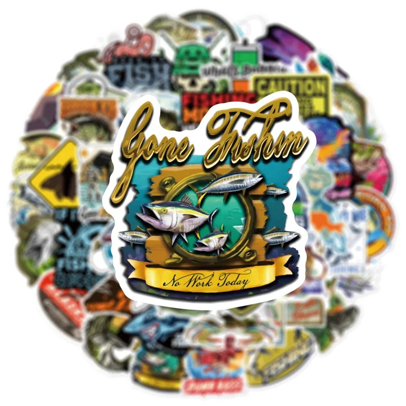 10/30/50PCS Cartoon Fishing Sticker Aesthetic PVC Children's Korean Stationery School Supplies Decoration Scrapbooking for Kids (ONLINE ORDER ONLY)