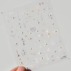Gradient Halo Dyeing Dark Red Rose Flower Rhinestone Lace Bow Heart 3D Self Adhesive Nail Art Decoration Sticker Manicure Decals (ONLINE ORDER ONLY)