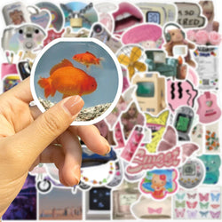 65pcs Retro Millennium Girls Kawaii Stickers Funny Cute Style Decals For Girls Suitcase Phone Guitar Stickers Kids Toys (ONLINE ORDER ONLY)