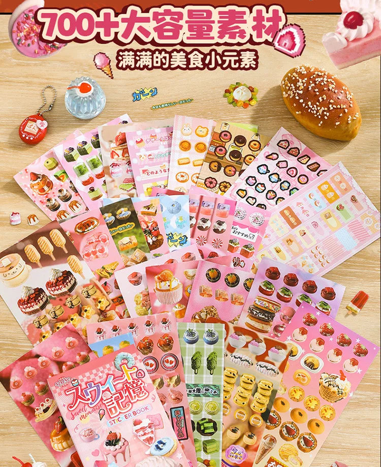 25 Pages Ins Retro Cute Food Cake Decorative Stickers Book Scrapbooking Phone Case DIY Journal Collage Material Sticker Gift (ONLINE ORDER ONLY)