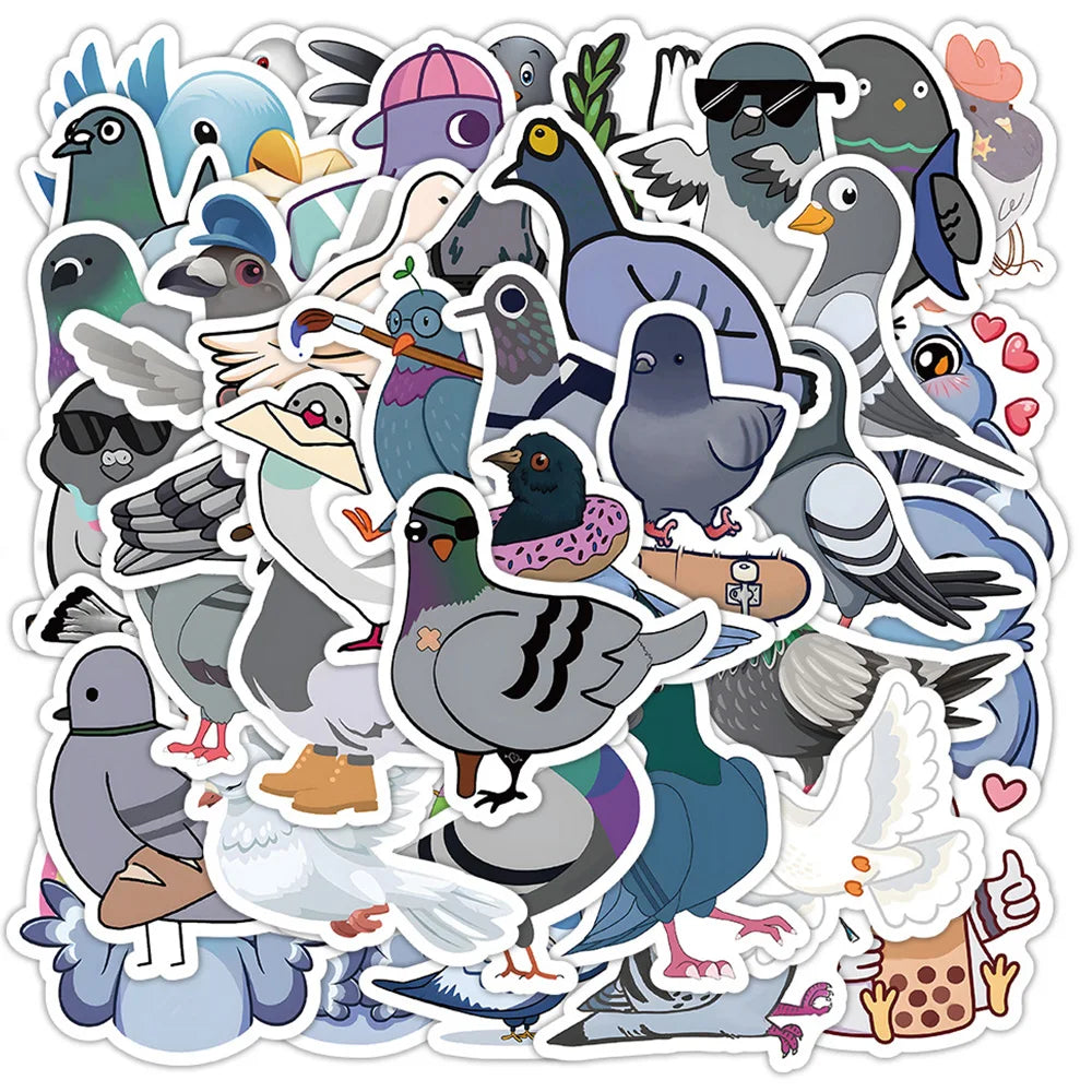 Cartoon Animal Pigeon Stickers for Laptop Guitar Phone Scrapbook Suitcase (Online Order Only)