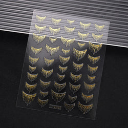 1pc 3D Gradient French Nail Stickers with Crown & Tassel Design Gold Silver Lines Self-Adhesive Nail Art Waterfall Manicure Foil (Online Order Only)