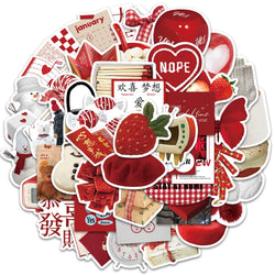 Red Stickers Decoration Pack: Phone, Notebook, Luggage, Laptop, Bike, Wall Decals, Kids Toys (Online Order Only)