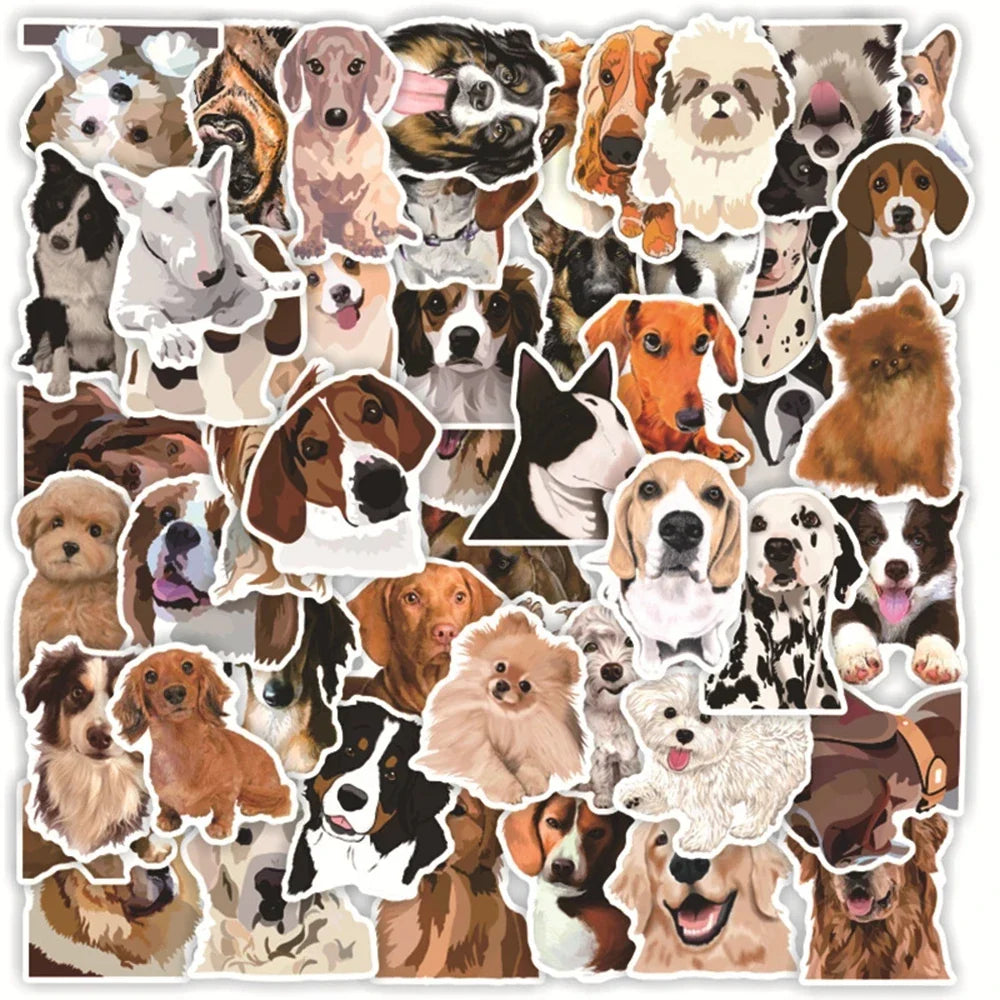 10/30/50PCS Dog Stickers Kawaii Animal Cartoon Decals Toys DIY Suitcase Notebook Phone Laptop Luggage PVC Hand Account Material (Online Order Only)
