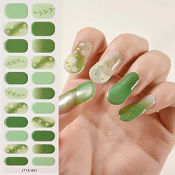 22Tips Semi Cured Gel Nail Wraps 3D UV Gel Nail Stickers Flowers Gradient Color Adhesive Full Cover Designer DIY Manicure Arts & (Online Order Only)