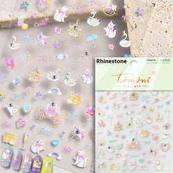 White Halo Dyeing Cat Face Cup Black Orange Toy Umbrella Love Heart Kitty Cake Embossed Relief Nail Art Stickers Manicure Decals (ONLINE ORDER ONLY)