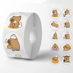 500pcs/Roll Cute Capybara Sticker Waterproof Graffiti Aesthetic Decorative Luggage Laptop Cup Phone Diary Book Kids Stickers Toy (Online Order Only)