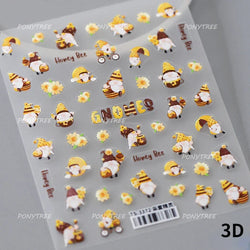 White Daisy Sunflower Green Leaves Wreath Garland Flower Cluster Bouquet Flat Adhesive Nail Art Sticker Manicure Decals Supplies (Online Order Only)