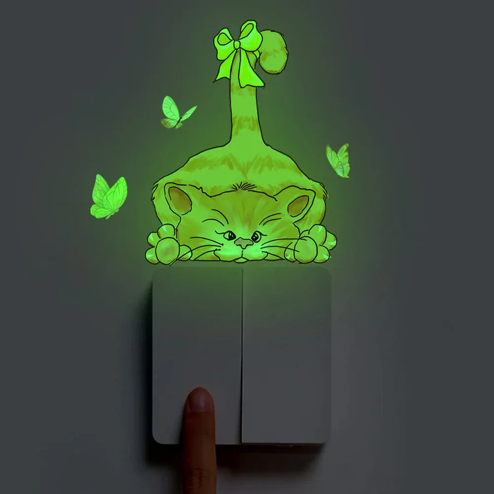 Glow In The Dark Kitty Butterfly Wall Decals Kids Room Decor (ONLINE ORDER ONLY)
