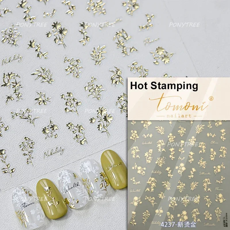 Hot Stamping Purple Line Love Heart Lace Bowknot Chain Branches Star Flower Leaf Butterfly Plant Flower Nail Art Stickers Decals (Online Order Only)