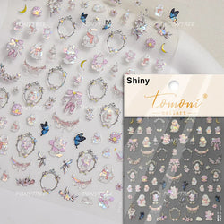 Rabbit Bunny Moon Flower Lantern Peach Blossom Star Bowknot Self Adhesive Nail Art Stickers Rhinestone Delicate Manicure Decals (ONLINE ORDER ONLY)