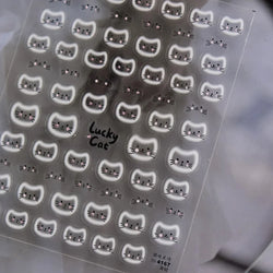 White Halo Dyeing Cat Face Cup Black Orange Toy Umbrella Love Heart Kitty Cake Embossed Relief Nail Art Stickers Manicure Decals (ONLINE ORDER ONLY)