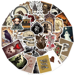 50PCS Cartoon Gothic Skeleton Animal Stickers Skateboard Guitar Computer Refrigerator Desk Graffiti Creative Sticker (ONLINE ORDER ONLY)