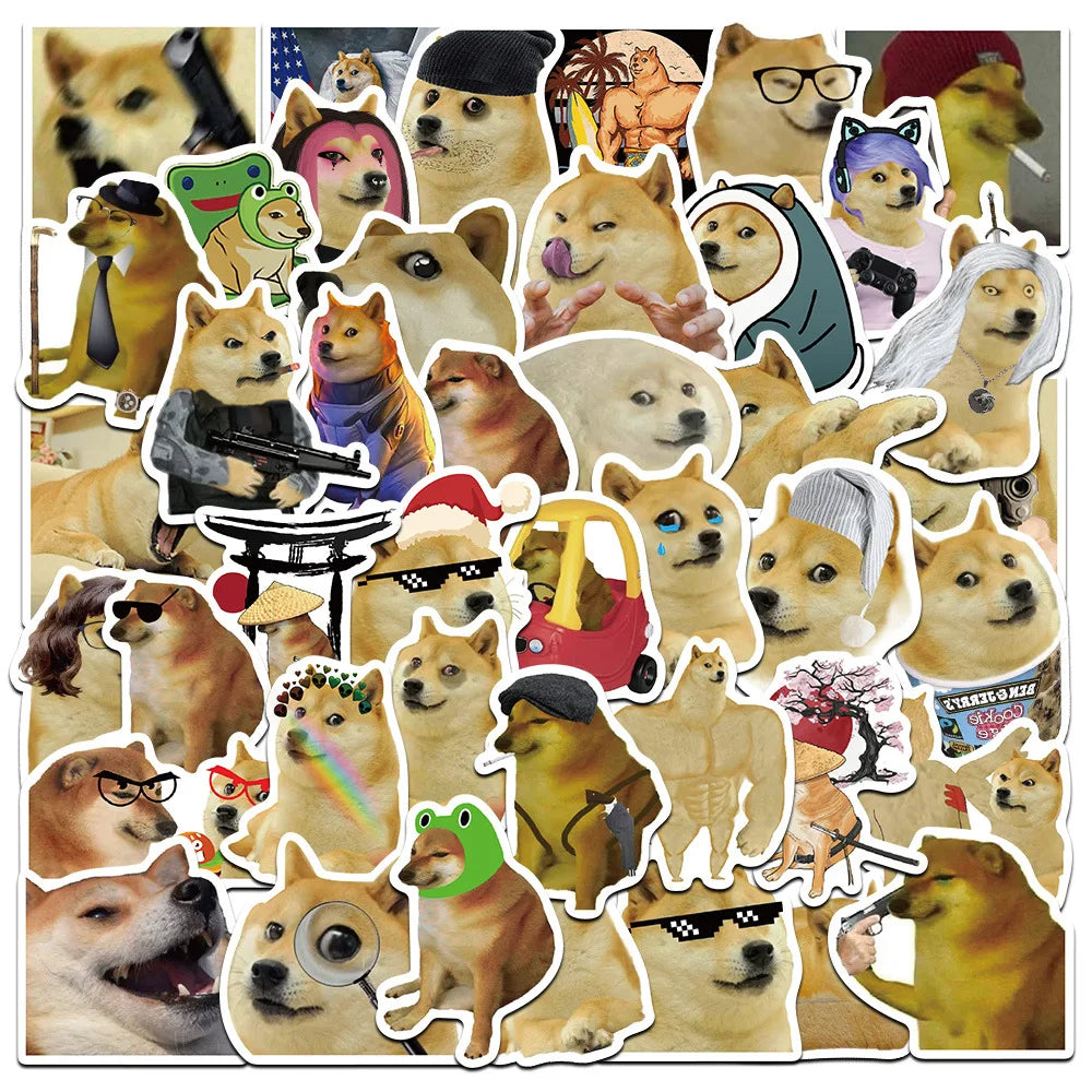 Funny Dog Meme Stickers for Phone, Water Bottle, Luggage, Laptop, Skateboard (Online Order Only)