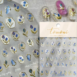 Tulips Flower Letter Bowknot Butterfly Irregular Lines Pearl Tender 5D Adhesive Nail Art Stickers Manicure Decals Stick on Nail (ONLINE ORDER ONLY)