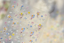 Colourful Field Bouquet Flower Spring Field Violet Daisy Bowknot Butterfly 5D Relief Adhesive Nail Art Stickers Manicure Decals (ONLINE ORDER ONLY)