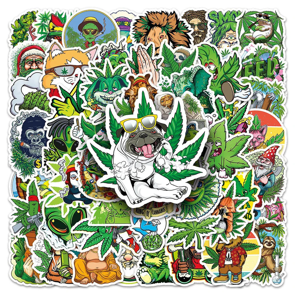 10/30/50/100PCS Funny Characters Weed Sticker Packs (ONLINE ORDER ONLY)