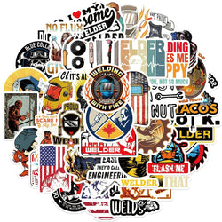 Cartoon Welder Stickers for Suitcase, Skateboard, Laptop, Luggage, Fridge, Phone, Car - 10/30/50pcs Decal Set (ONLINE ORDER ONLY)