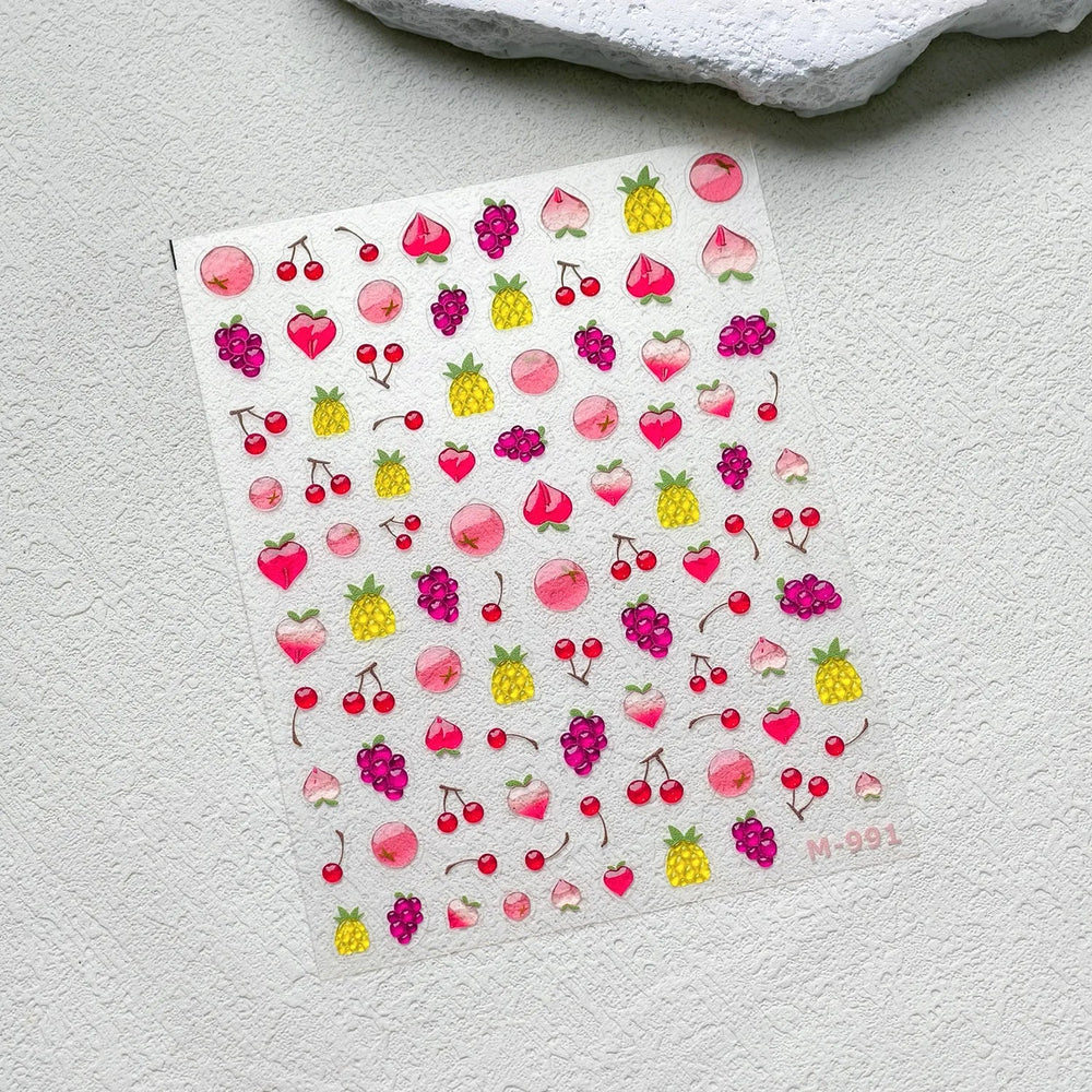 Carambola Grape Honey Peach Cherry Pineapple Pineapple Orange Apple Lemon Bromeliad Fruit Jelly Nail Art Sticker Manicure Decals (ONLINE ORDER ONLY)