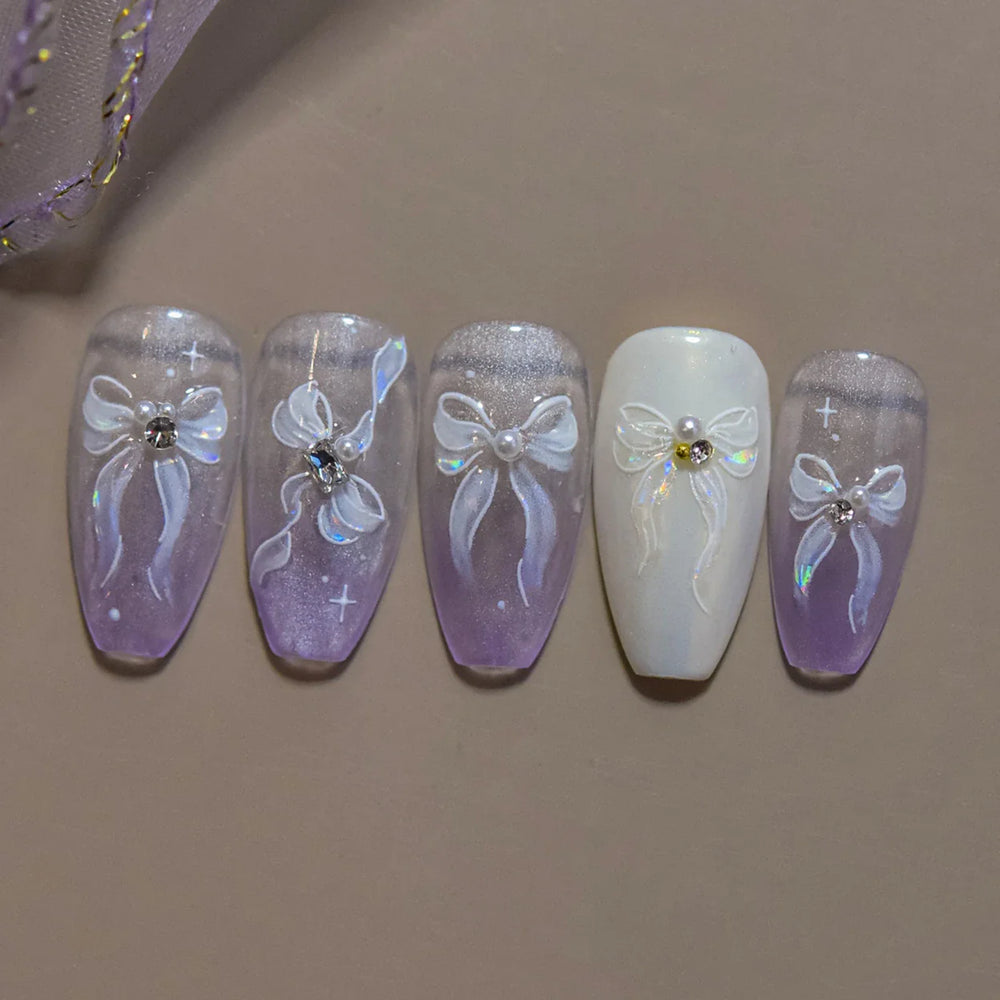 Delicate Jelly chic Bowknot Silk Ribbon Knot Star Shiny Dreamy Self Adhesive Nail Art Decorations Sticker Dressy Manicure Decals (ONLINE ORDER ONLY)