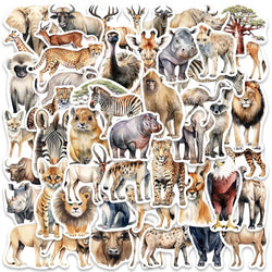 10/50PCS Cute African Jungle Zoo Wild Animal Stickers for Toy DIY Stationery Scrapbook Luggage Car Graffiti Decals Sticker (Online Order Only)