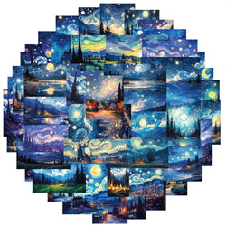 Van Gogh Oil Painting Stickers: 10/30/50pcs Aesthetic Decals for Notebook, Phone, Bike, Skateboard, Suitcase, Car, Toys (Online Order Only)