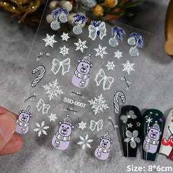 5D Embossed Gingerbread Man Nail Art Sticker Cute Christmas Winter Santa Claus Snowflake Elk Engraved Slider Manicure Decoration (ONLINE ORDER ONLY)