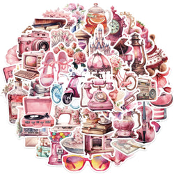 Cartoon Pink Graffiti Stickers for Snowboard Laptop Luggage Car Fridge DIY Vinyl 10/30/60Pcs (ONLINE ORDER ONLY)